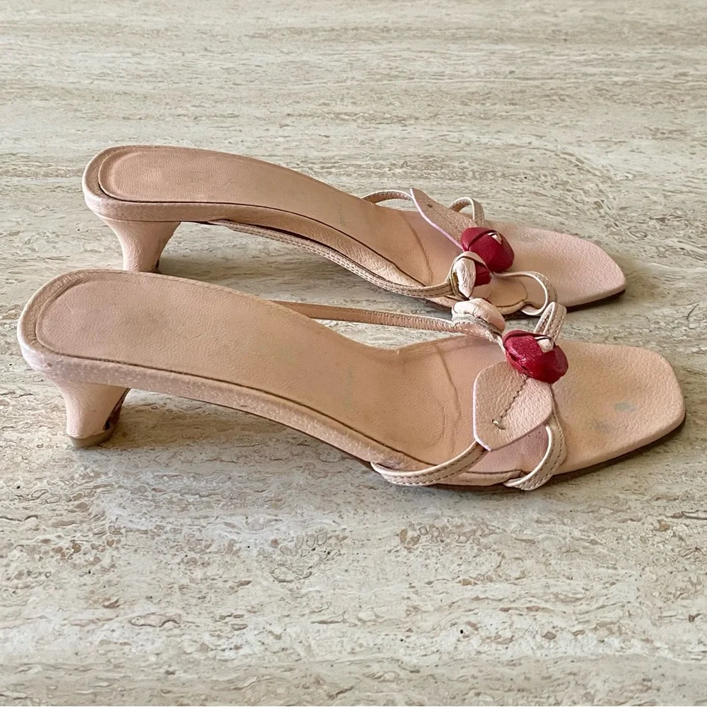 Vintage Prada Rosebud Kitten Heel Sandals - Picture 4 of 9